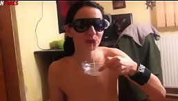 Lustful Girl try Drink Sperm Dog