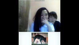 Young girl watching dog porn show cam